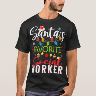 Santas Favorite Social Worker Light Weihnachtsmann T-Shirt