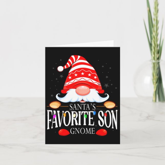 Santas Favorite Son Gnome Matching Christmas Paja  Karte (Vorderseite)