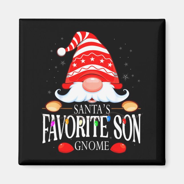 Santas Favorite Son Gnome Matching Christmas Paja  Magnet (Vorne)