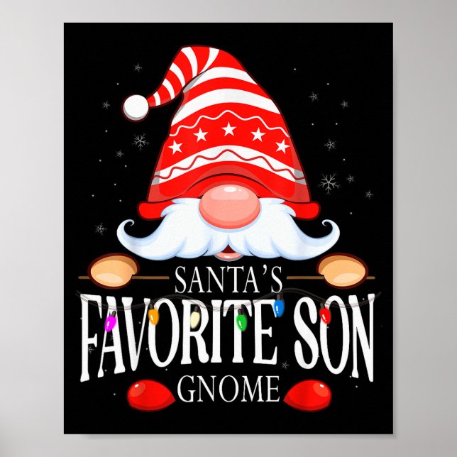 Santa's Favorite Son Gnome Matching Christmas Paja Poster (Vorne)