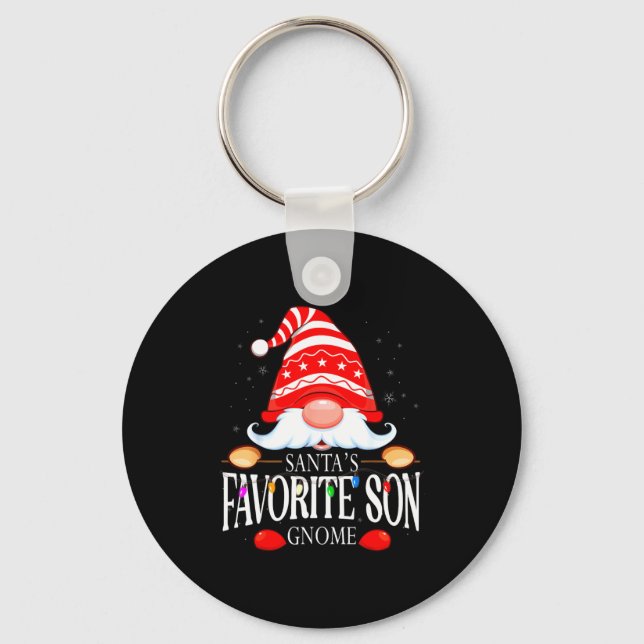 Santas Favorite Son Gnome Matching Christmas Paja  Schlüsselanhänger (Vorderseite)