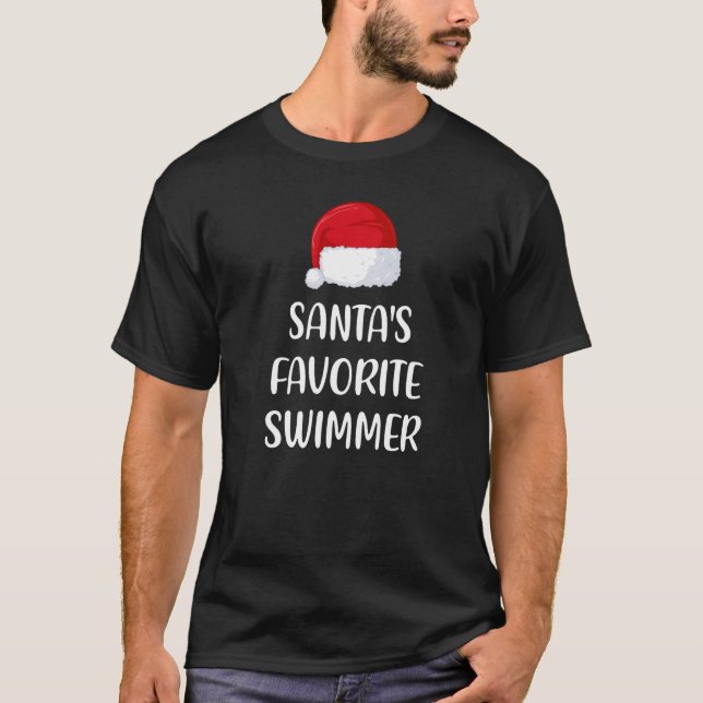 Santas Favorite Swimmer Christmas  Swimming T-Shirt (Vorderseite)