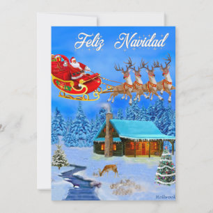 SANTAS FLIEGENDER RENTIERSCHLITTEN FEIERTAGSKARTE