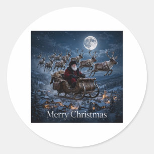 Santas Flug Weihnachtssticker Runder Aufkleber