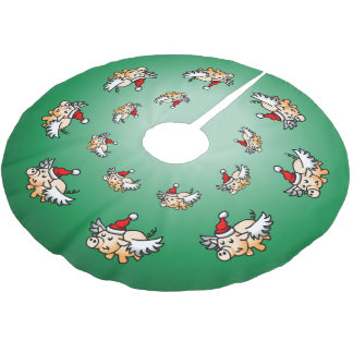 Santa's Flying Christmas Pig Polyester Weihnachtsbaumdecke