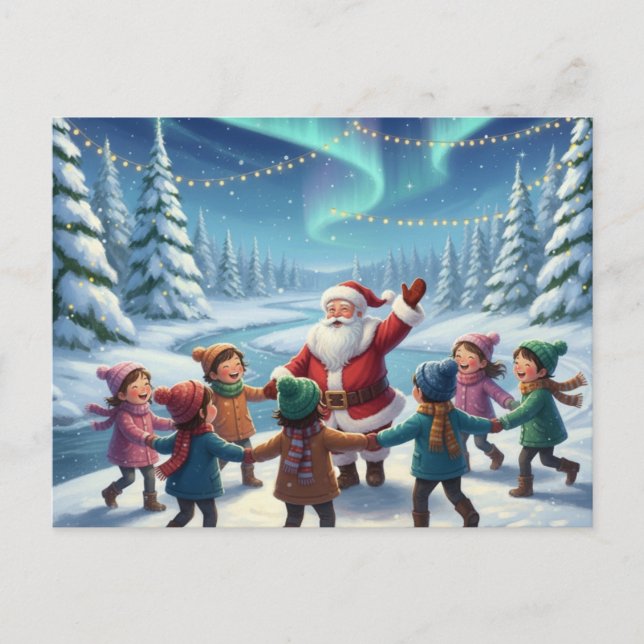 Santa's Forest joy Postkarte (Vorderseite)