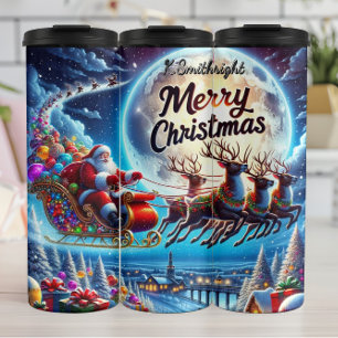 Santas friedliche Himmelsreise Thermosbecher