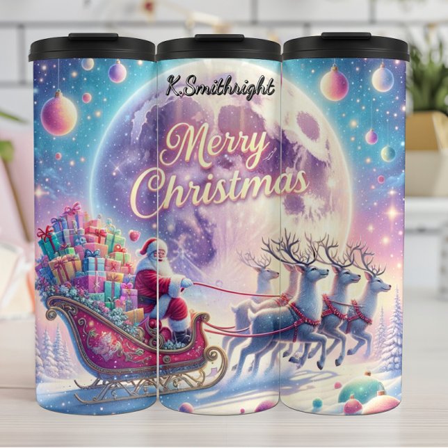 Santas galaktische Geschenkfahrt Thermosbecher (Von Creator hochgeladen)