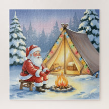Santas gemütlicher Lagerfeuer-Rückzug Weihnachten