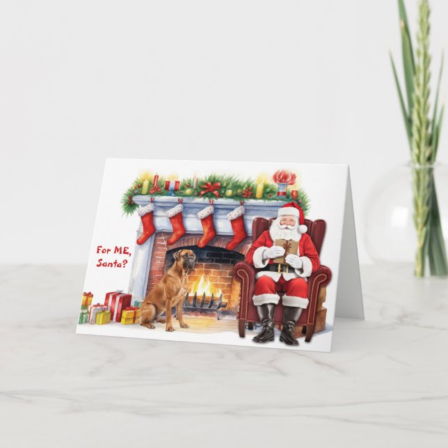 Santa's Gift Bullmastiff Dog Christmas Feiertagskarte (Vorderseite)
