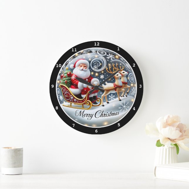 Santa's Grand Sleigh Ride" - Klassische Weihnachte Große Wanduhr (Zuhause)