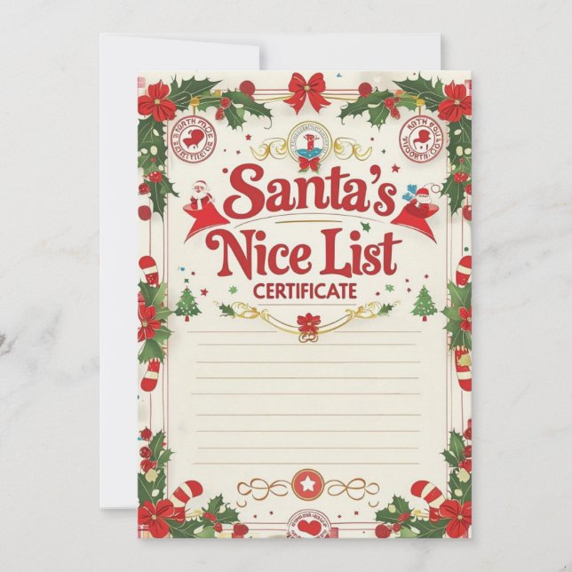 Santas Gute-Liste-Zertifikat | Offiziell Einladung (Vorderseite)