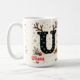 Santa's hat Monogrogram initial U merry Christmas Kaffeetasse