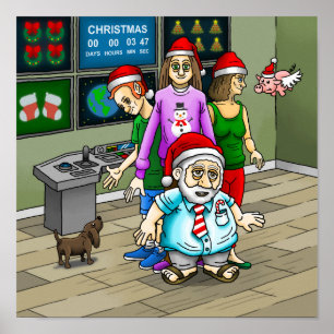 Santas Hauptquartier am Heiligen Abend Poster