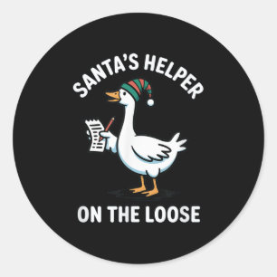 Santas Helfer Gans Auf Freiem Fuß Frohe Weihnachte Runder Aufkleber