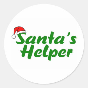 Santas Helper Green Runder Aufkleber