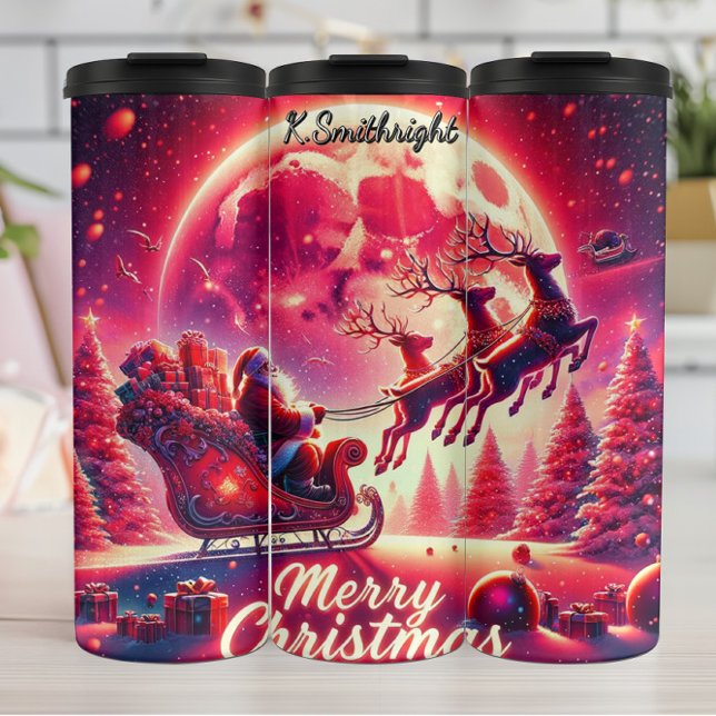 Santas himmlische Schlittenfahrt Thermosbecher (Von Creator hochgeladen)