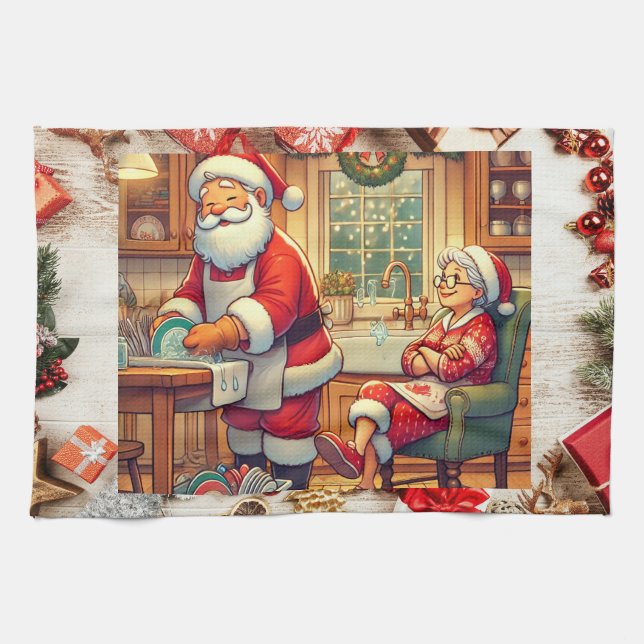 "Santa's Holiday Chores Towel" Geschirrtuch (Horizontal)