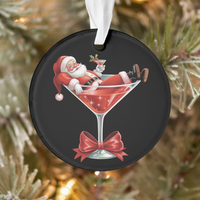 Santa's Hot Mess Christmas Martini Funny Santa  Ornament (Baum)