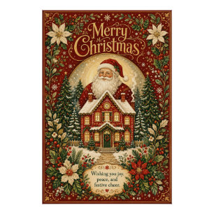 Santa's Kamin-Gruß Poster