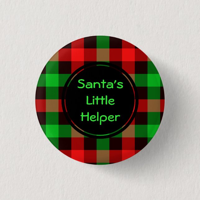 Santas kleiner Helfer Custom Round Button (Vorderseite)