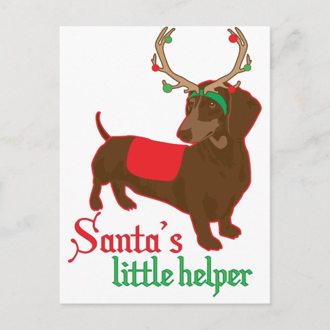 Santas kleiner Helfer Feiertagspostkarte (Vorderseite)