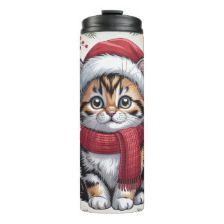 Santa's kleiner Helfer-Katze Thermosbecher