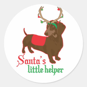 Santas kleiner Helfer Runder Aufkleber