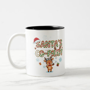 Santa's Kopilot Rentier Weihnachten Zweifarbige Tasse