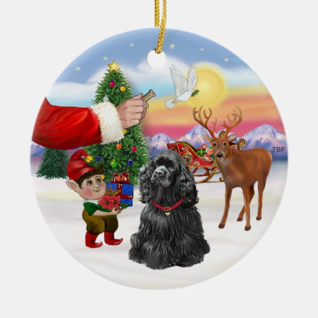 Santas Leckerei - Black Cocker Spaniel Keramikornament (Vorne)