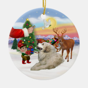 Santas Leckerli - Pyrenäen-Berghund Keramikornament