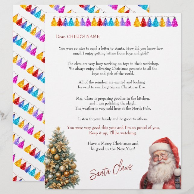 Santa's Letter to Children Christmas Lights Tree (Vorne/Hinten)