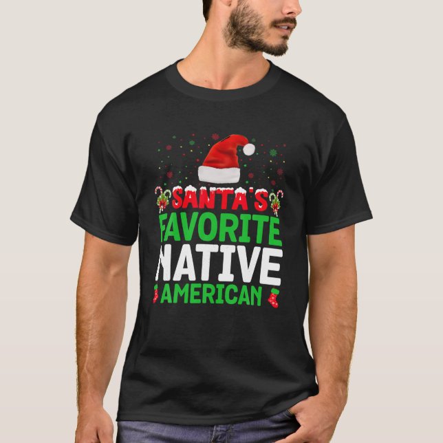 Santa's Lieblings-amerikanisches Weihnachtsmatchin T-Shirt (Vorderseite)