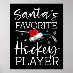 Santas Lieblings-Eishockeyspieler Lustiges Weihnac Poster
