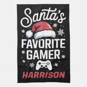 Santas Lieblings-Gamer-Personalisiertes Gaming-Wei Geschirrtuch
