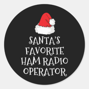 Santa's Lieblings-Ham-Radio-Bediener Weihnachtsmüt Runder Aufkleber