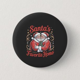 Santas Lieblings-Homo-LGBT-Stolz-Gay-Weihnachten Button