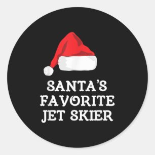 Santas Lieblings-Jet-Skifahrer Weihnachten Xmas Sk Runder Aufkleber