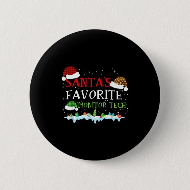 Santas Lieblings-Monitor-Tech-Fun-Weihnachten  Button (Vorderseite)