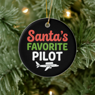 Santas Lieblings-Pilot Weihnachten Luftfahrt Flugz Keramik Ornament