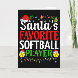 Santas Lieblings-Softll-Spieler Lustiger Weihnacht Karte