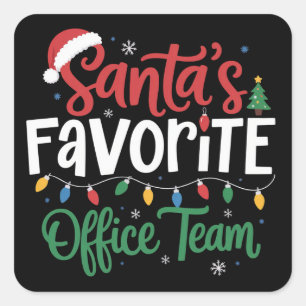 Santas Lieblings-Team im Büro Weihnachten Lustige  Quadratischer Aufkleber