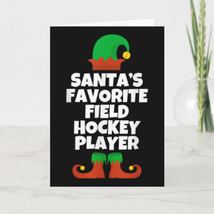 Santas Lieblingsfeldhockeyspieler Hut Weihnachten Karte