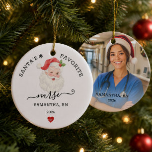 Santas Lieblingskrankenschwester Benutzerdefiniert Keramik Ornament
