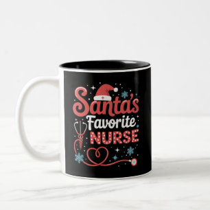 Santa's Lieblingskrankenschwester Weihnachten Zweifarbige Tasse