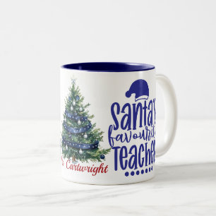 Santa's Lieblingslehrer Zweifarbige Tasse
