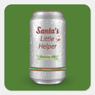 Santa's Little Helper Beer Can Quadratischer Aufkleber
