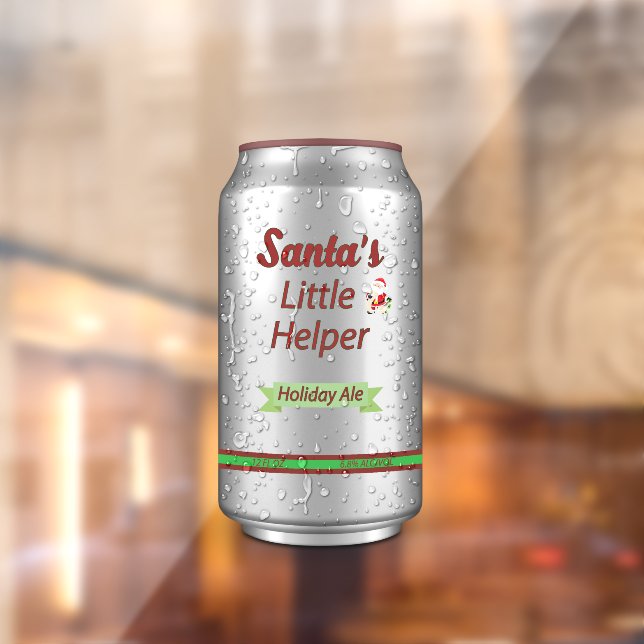 Santa's Little Helper Beer Can  Window Cling Fensteraufkleber (Blatt 2)