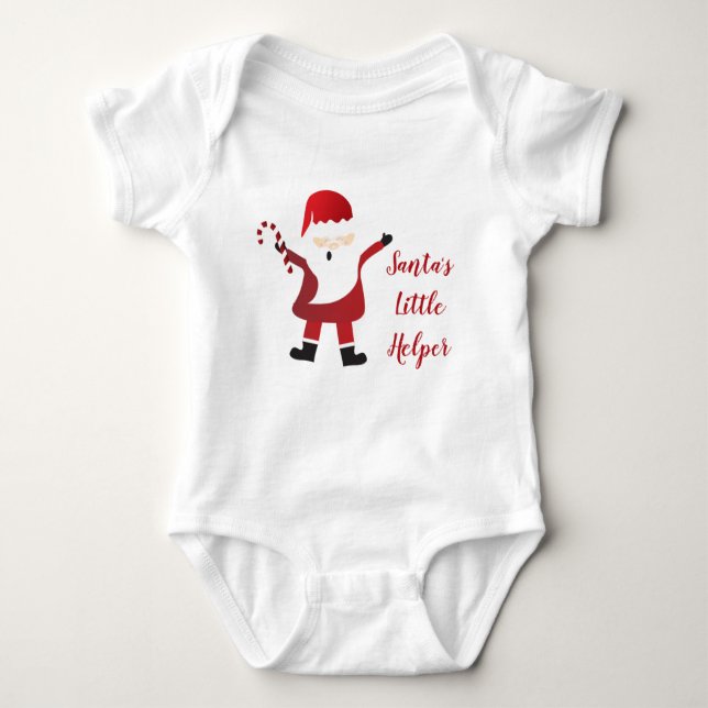 Santas Little Helper Candy Cane Red Baby Strampler (Vorderseite)