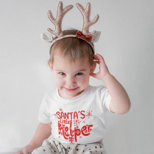 Santas Little Helper Herz Rot Schrift Geschenk Mot Baby T-shirt